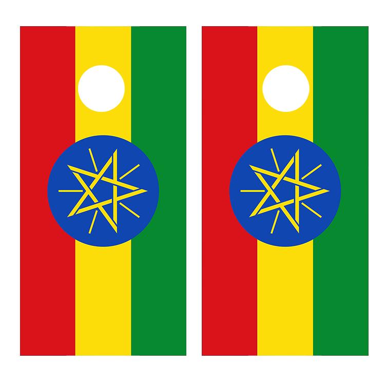 Flag of Ethiopia Cornhole Decal Wrap