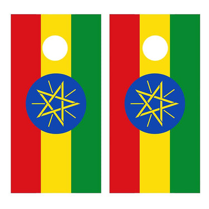 Flag of Ethiopia Cornhole Decal Wrap