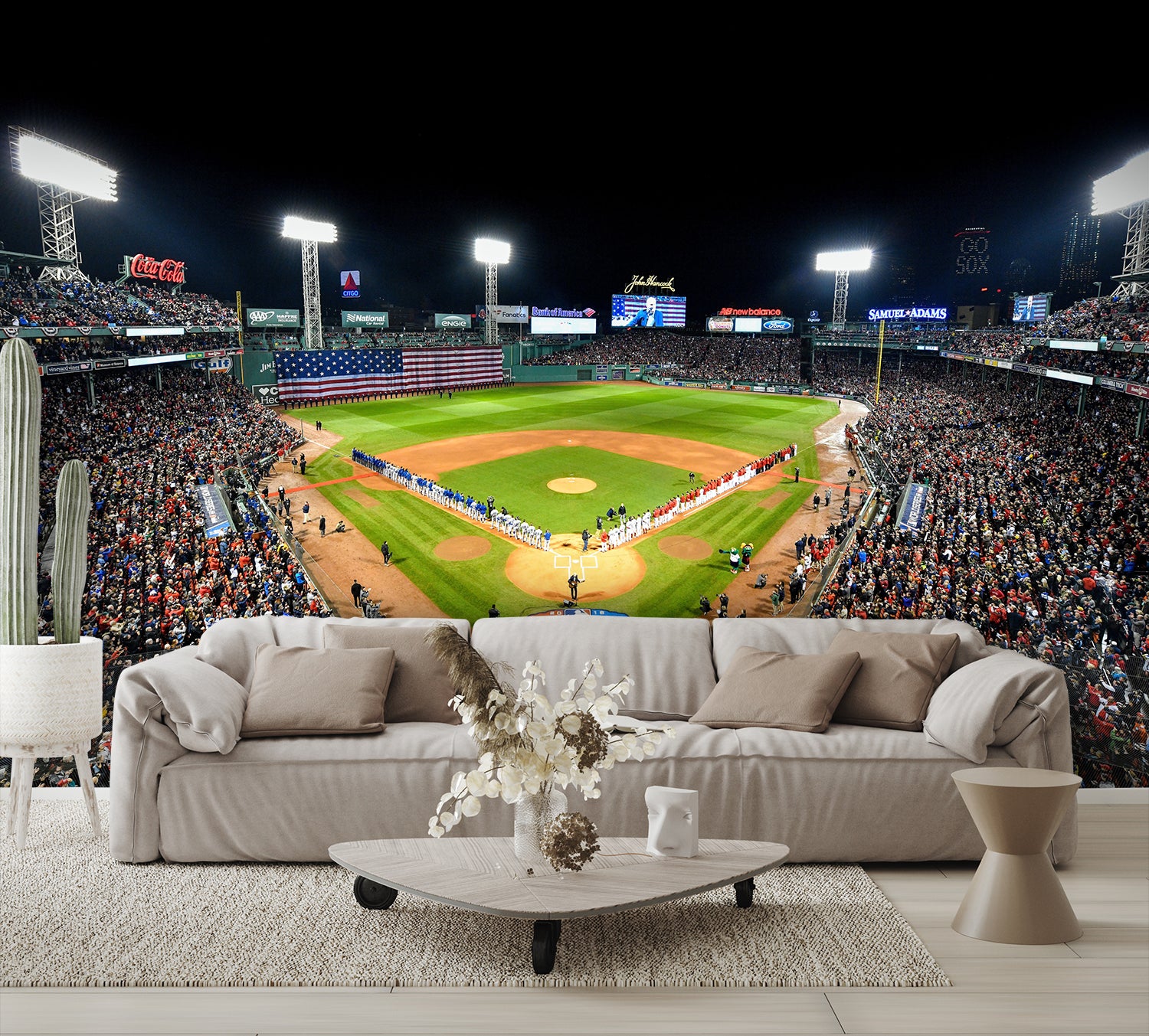 Fenway Park Red Sox Wallpaper Baseball Field Wall Mural living room couch