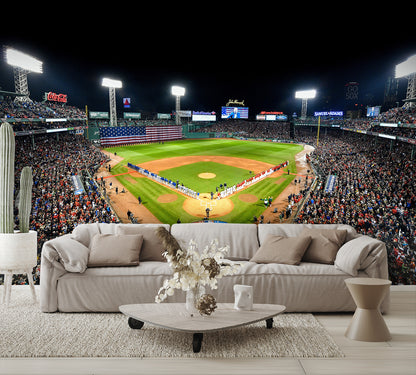 Fenway Park Red Sox Wallpaper Baseball Field Wall Mural living room couch