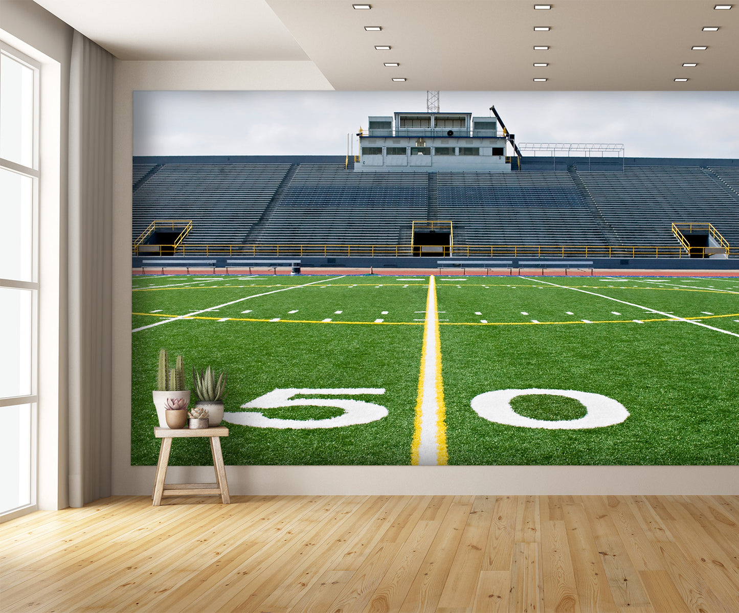 Fifty Yard Line with Bleachers Wall Mural