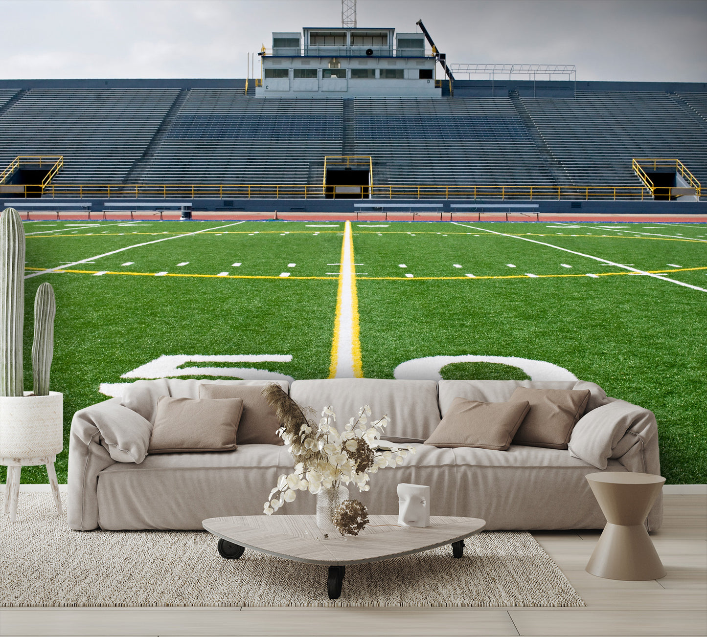 Fifty Yard Line with Bleachers Wall Mural