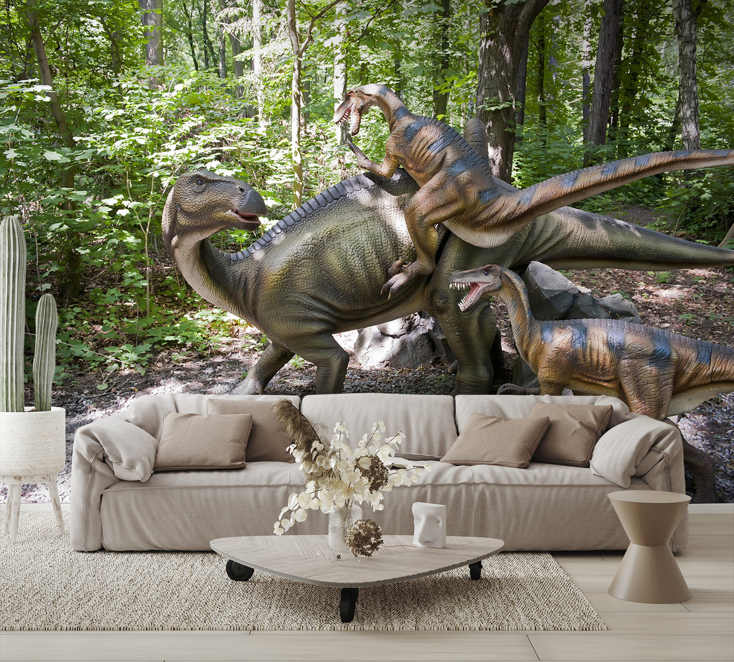 Fighting Dinosaurs Wall Mural