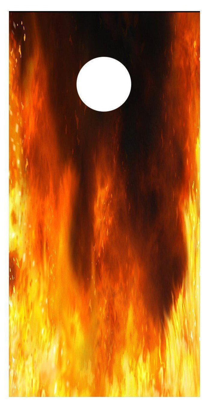 Flaming Fire Flames Corn Hole Decal Board Wrap Sticker  - Let's Print Big