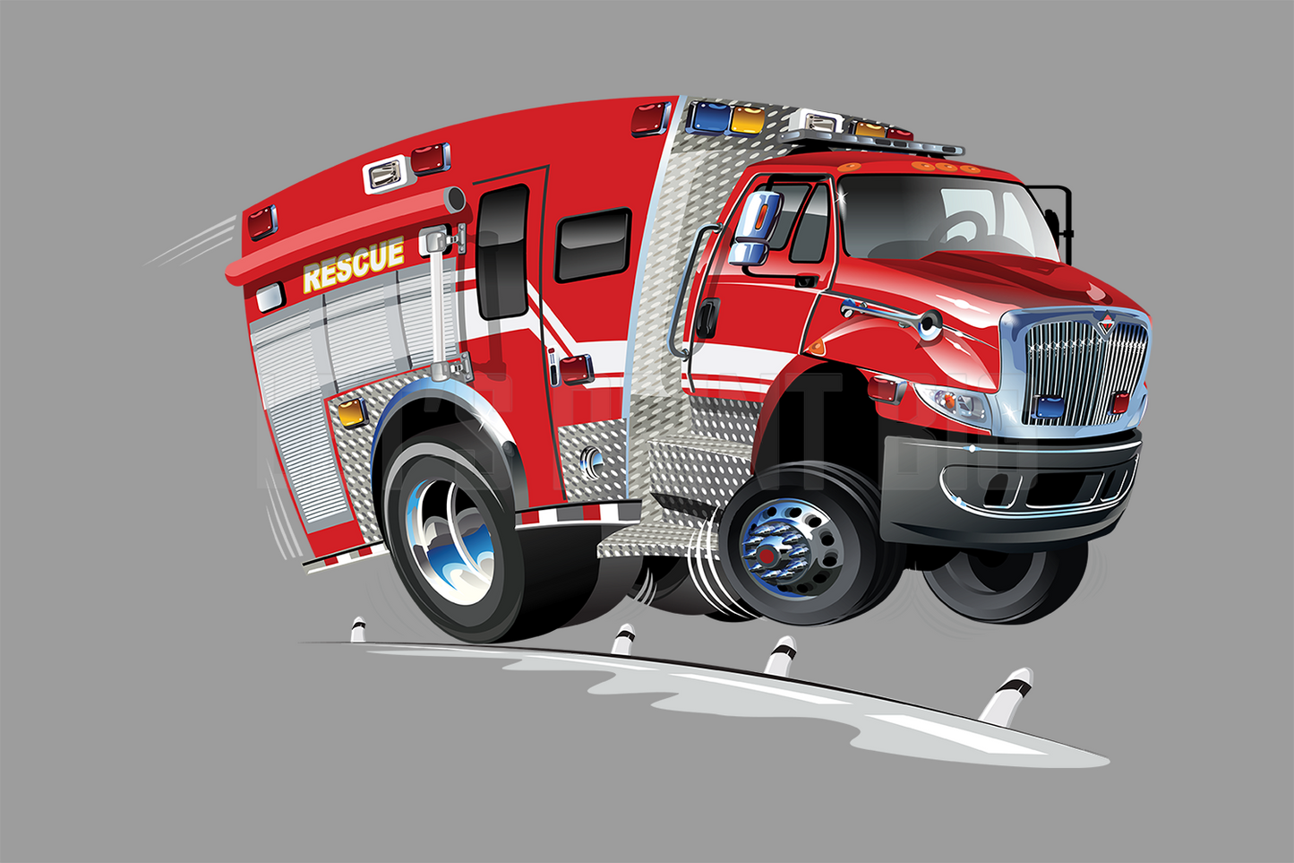 Car Art Fire Rescue Truck 2 Cartoon Wall Decal