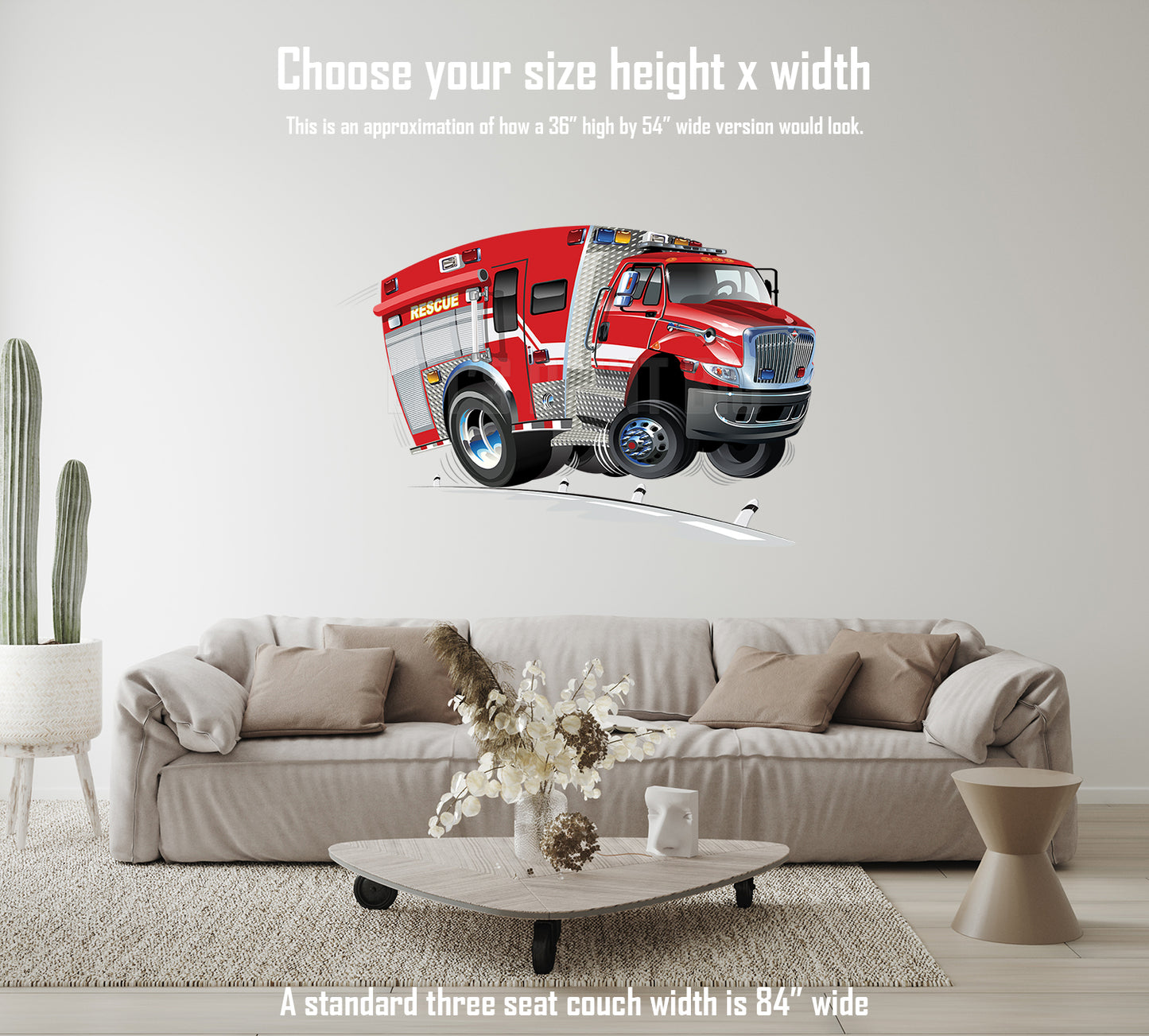 Car Art Fire Rescue Truck 2 Cartoon Wall Decal