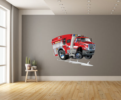 Car Art Fire Rescue Truck 2 Cartoon Wall Decal