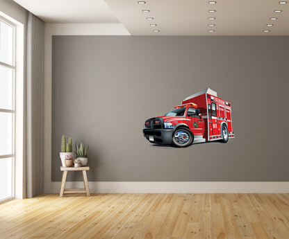 Car Art Fire Rescue Truck Cartoon Wall Decal