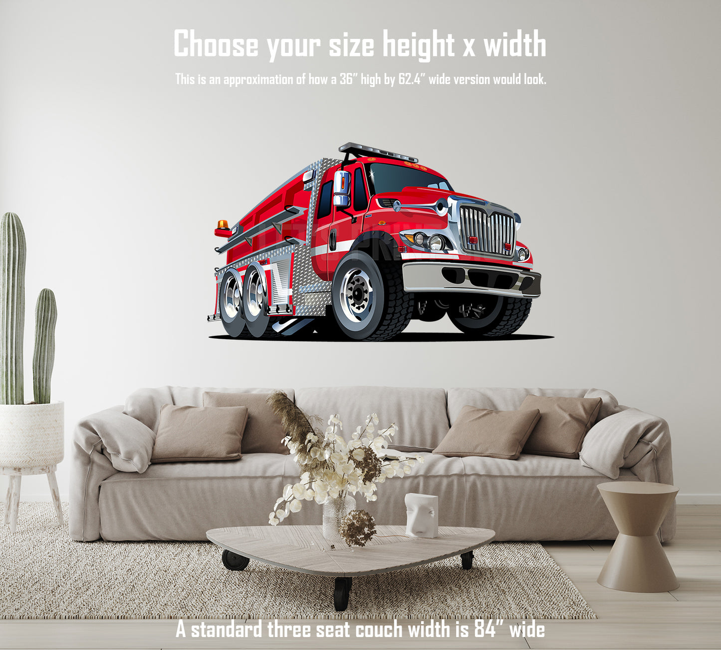 Car Art Fire Truck Hot Rod Muscle Car WALL DECAL REMOVABLE REPOSITIONABLE