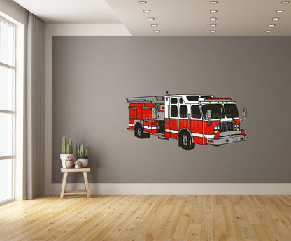 Car Art Giant Firetruck Fireman Wall Art Decal Sticker