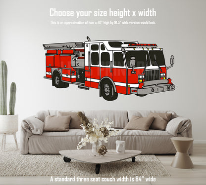 Car Art Giant Firetruck Fireman Wall Art Decal Sticker