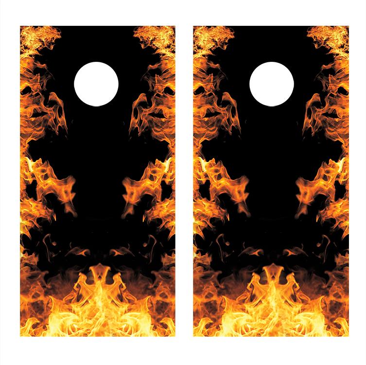 Flaming Border Corn Hole Decal Wrap