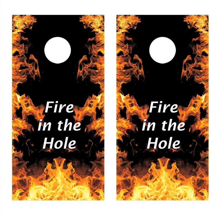 Fire in the Hole Cornhole Board Decals Bean Bag Toss