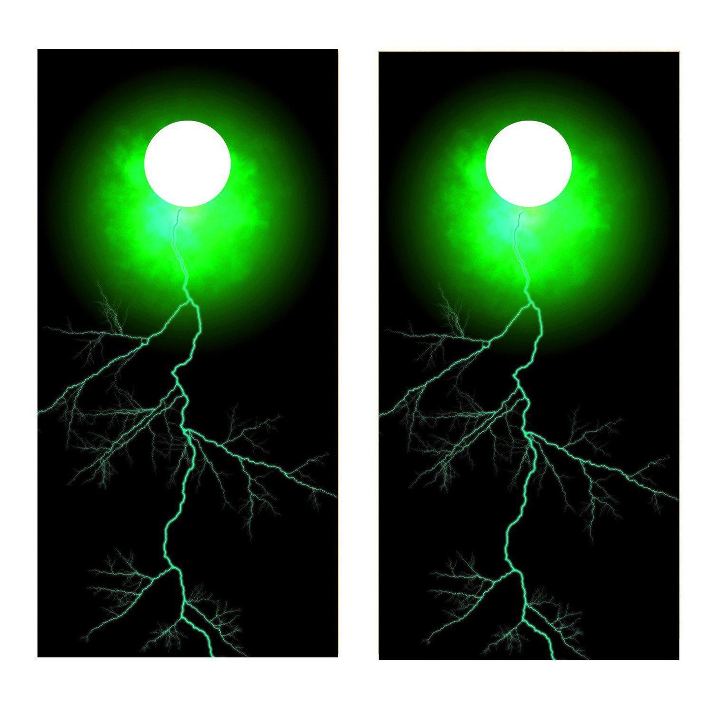 Fireball Lightening Green Cornhole Board Decal Set-2 Decals Bean Bag Toss - Let's Print Big