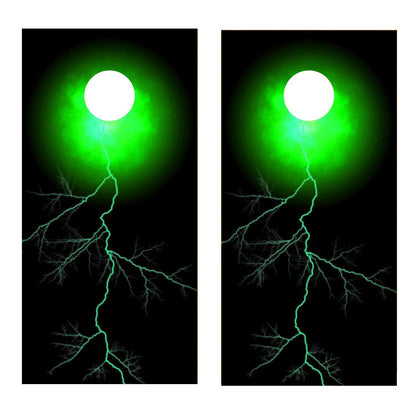 Fireball Lightening Green Cornhole Board Decal Set-2 Decals Bean Bag Toss - Let's Print Big