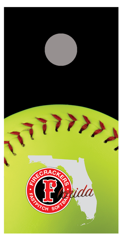 Firecrackers Softball Design B Corn Hole Decal Wrap