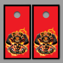 Firefighter First In Last Out Design Cornhole Board Decal Wraps