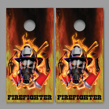 Firefighter Flames Mask Skull Design Cornhole Board Decal Wraps