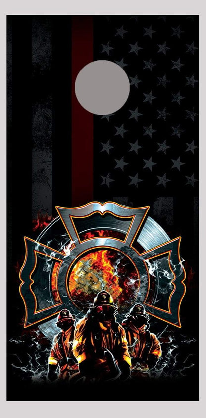 Firefighter Maltese Cross Thin Red Line corn hole decal wrap