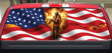 Fireman Decal American Flag Flame Rear Window