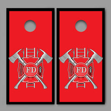 Firefighter Chrome Axe Maltese Cross Collage Design Cornhole Board Decal Wraps