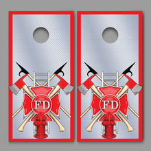 Fireman's Maltese Cross Collage Diamond Plate Design Cornhole Board Decal Wraps