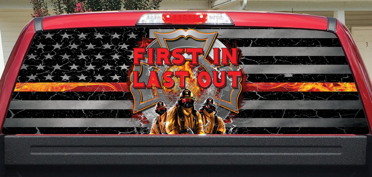 First In Last Out Rear Window Decal