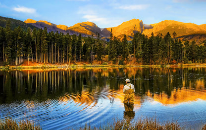 Fishing at Dawn Colorado Rockies Wall Mural