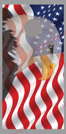 Bald Eagle American Flag Cornhole Decal Wraps