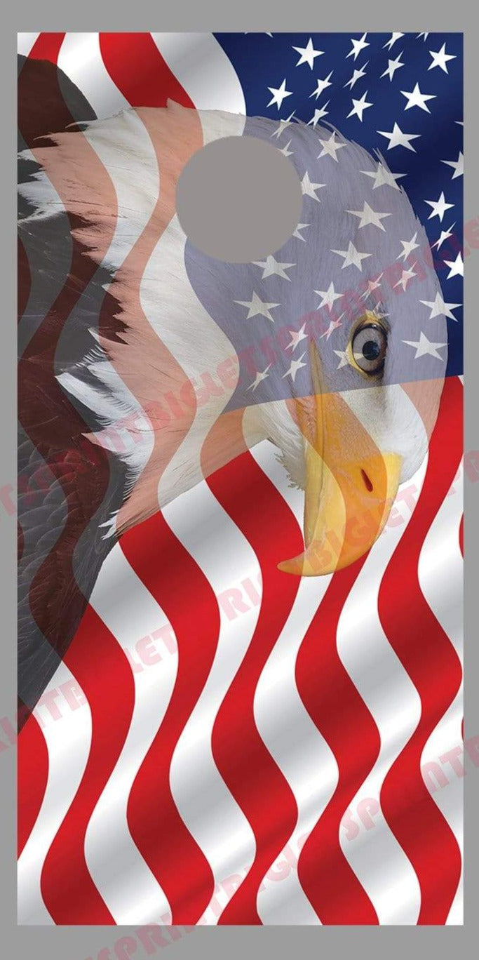 Bald Eagle American Flag Cornhole Decal Wraps