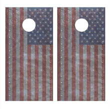 American Flag Metal Design A Corn Hole Board Decal Wrap