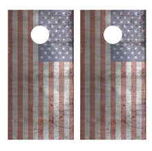 American Flag Metal Design B Corn Hole Board Decal Wrap