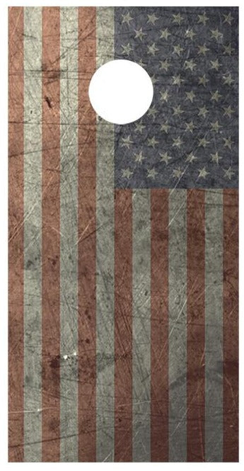 American Flag Metal Design C Corn Hole Board Decal Wrap