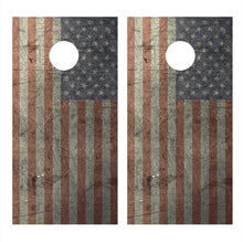 American Flag Metal Design C Corn Hole Board Decal Wrap
