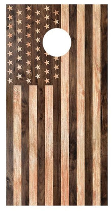 Stars Left Wood Design American Flag Cornhole Board Decals