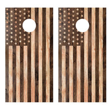 Stars Left Wood Design American Flag Cornhole Board Decals