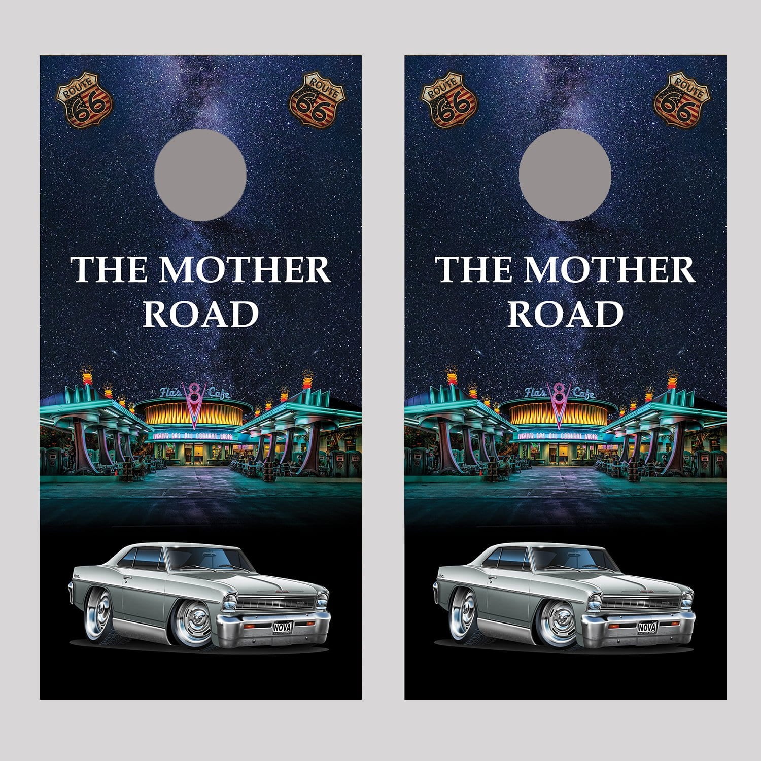 Flo's Cafe 1966 NOVA Cornhole Board Decal Wraps