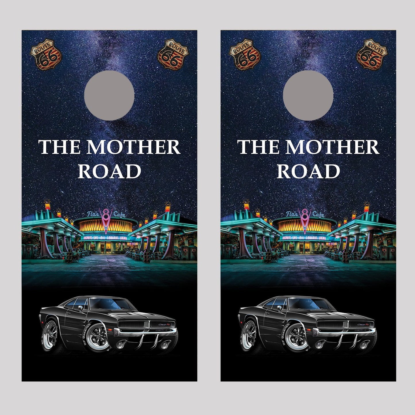 Flo's Cafe 1969 CHARGER Cornhole Board Decal Wraps