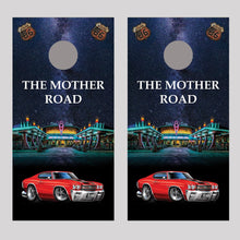 Flo's Cafe 1970 Chevelle Red with Black Stripes Cornhole Board Decal Wraps