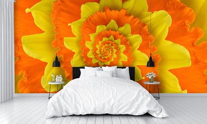 Flower Spiral Orange Yellow Wall Mural