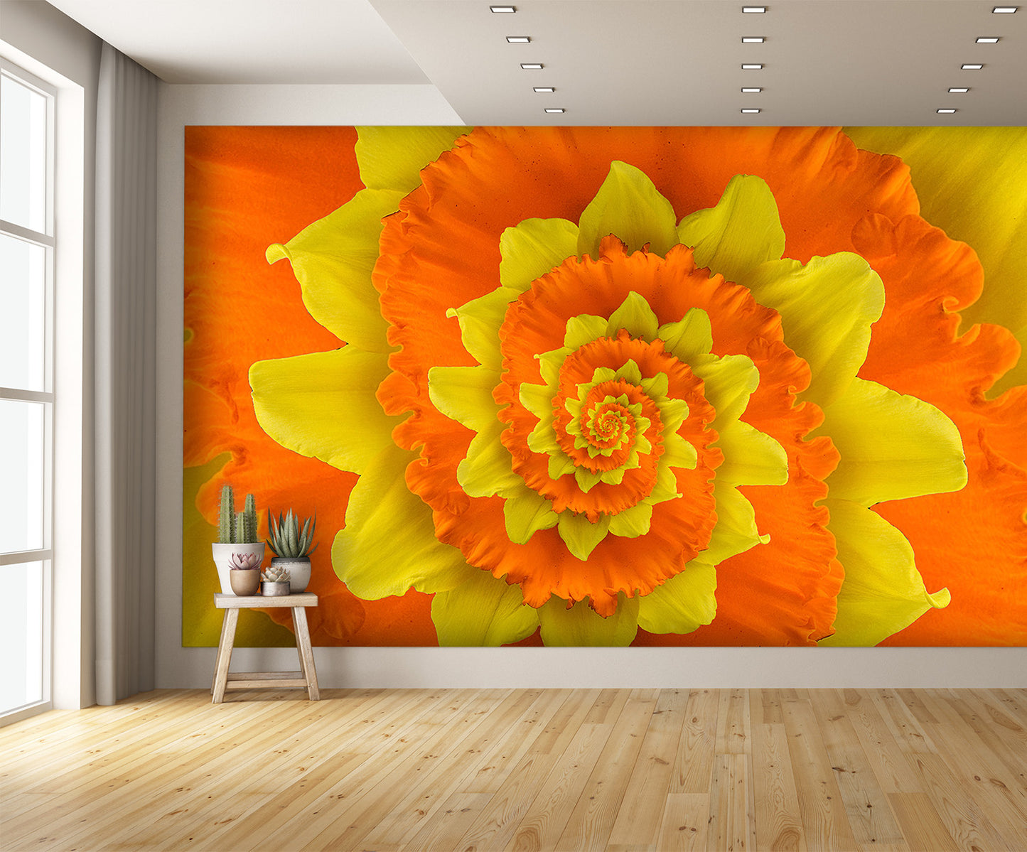 Flower Spiral Orange Yellow Wall Mural