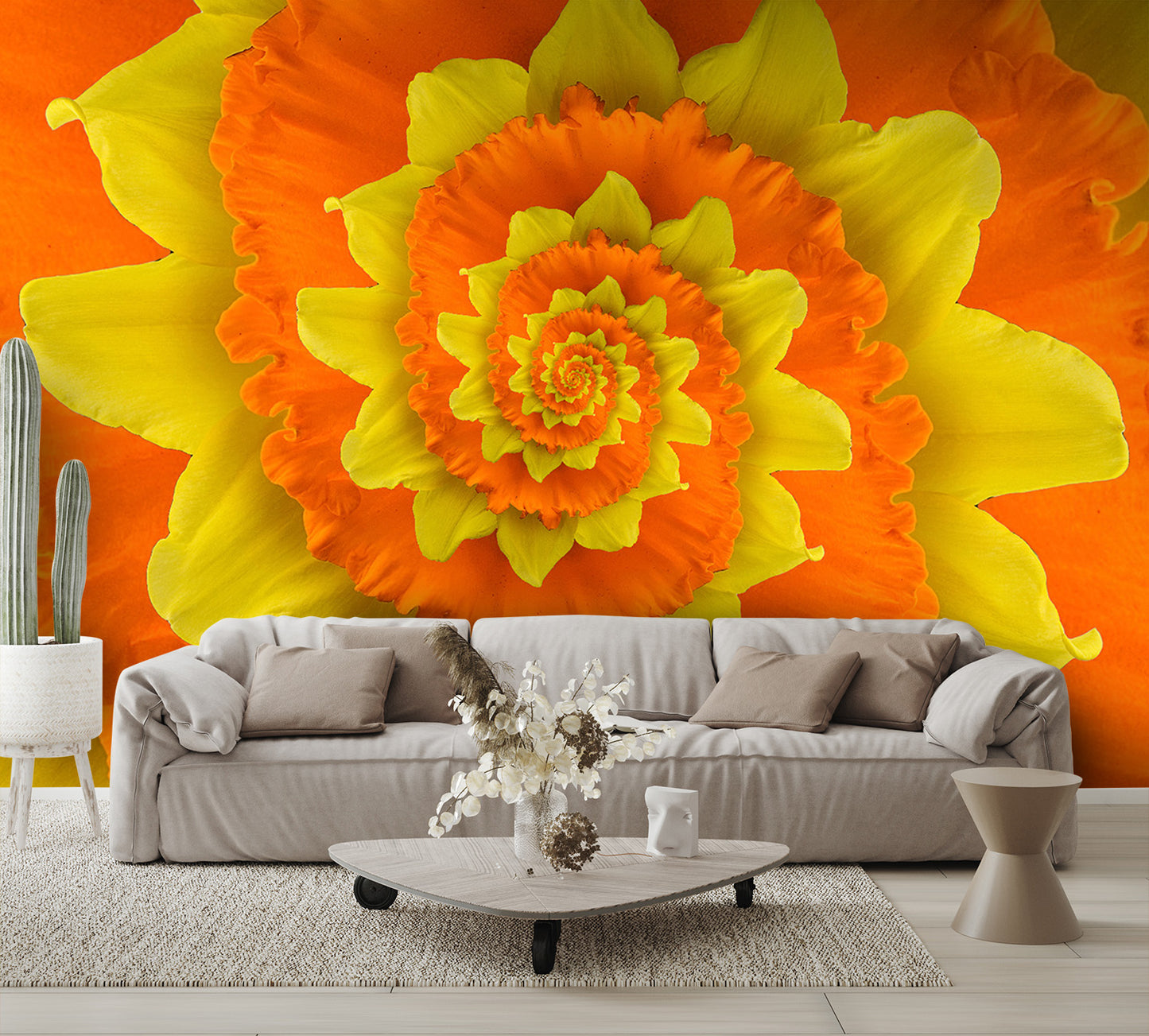 Flower Spiral Orange Yellow Wall Mural