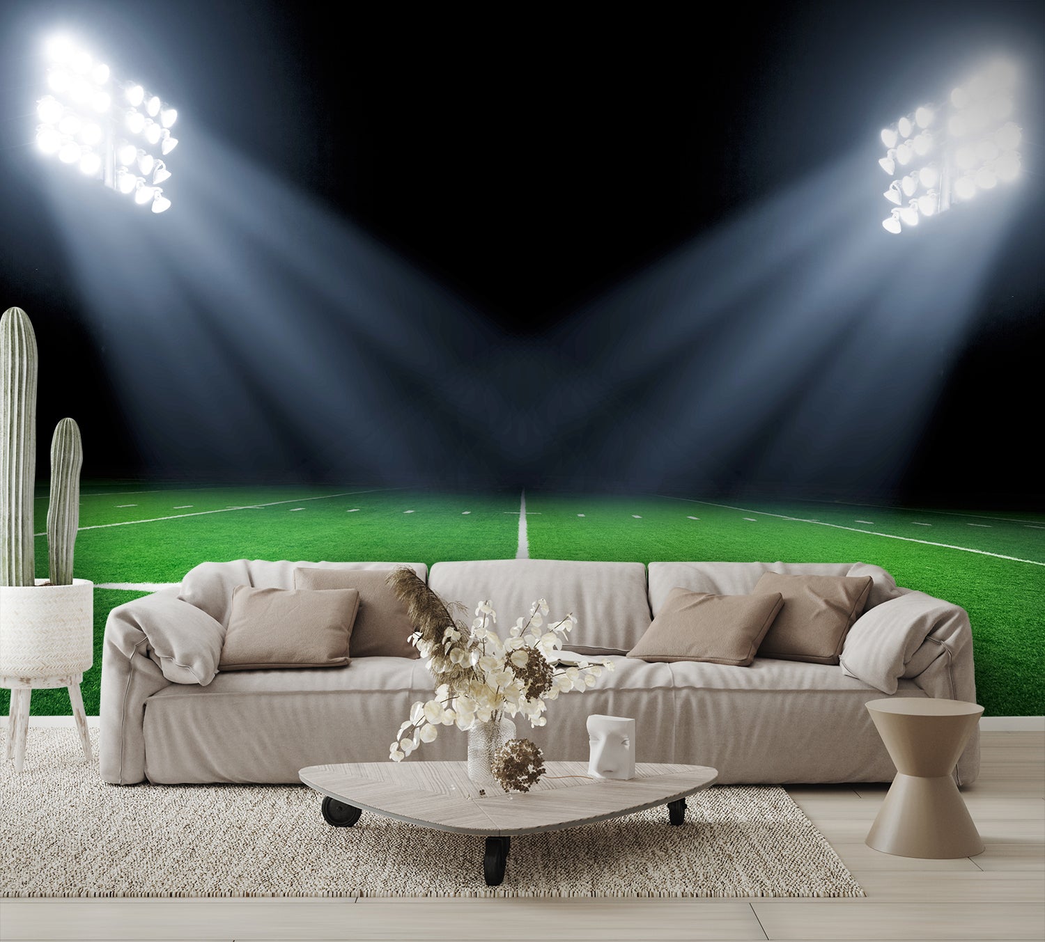 Football Backgrounds Field 30 Yard Line Wallpaper Mural living room couch