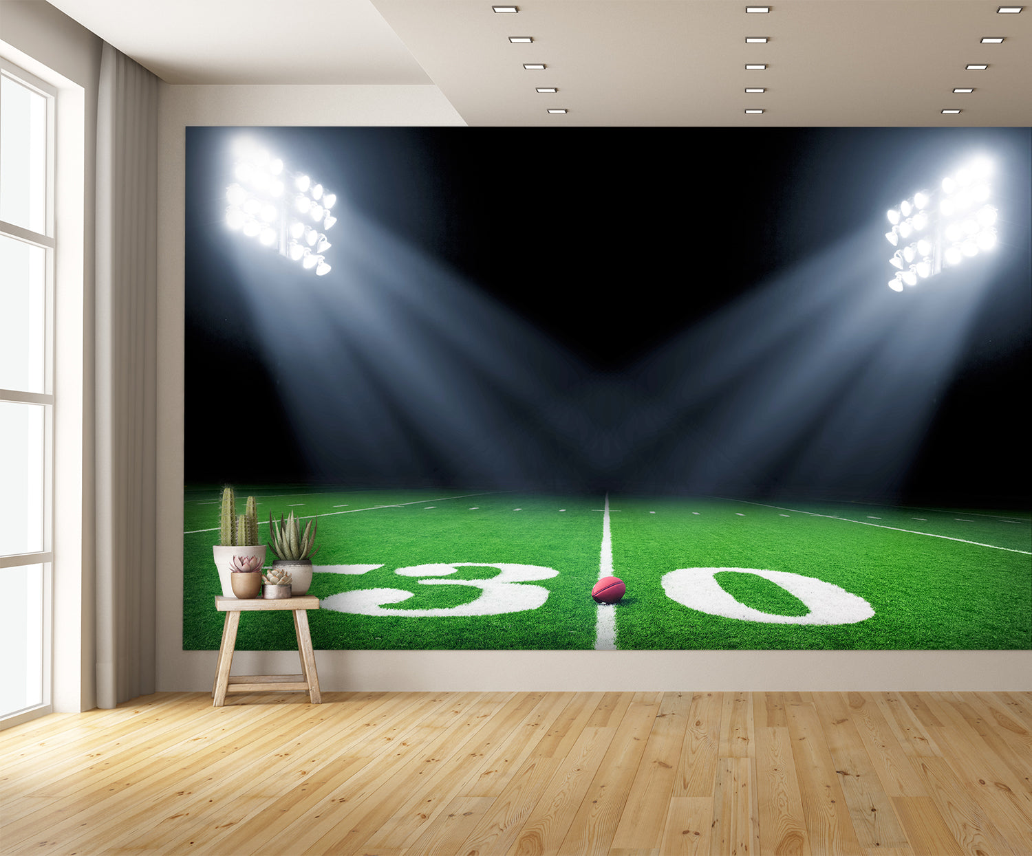 Football Backgrounds Field 30 Yard Line Wallpaper Mural extra room