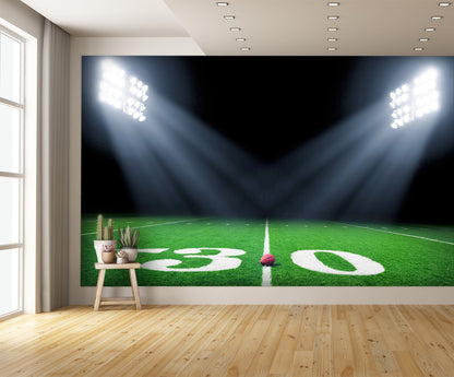 Football Backgrounds Field 30 Yard Line Wallpaper Mural extra room