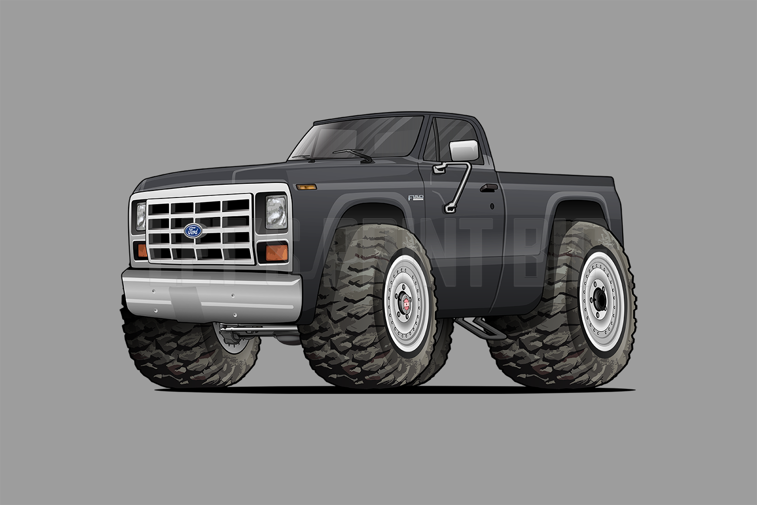 F-150 4x4 Pickup Truck Hot Rod Cartoon Wall Decal