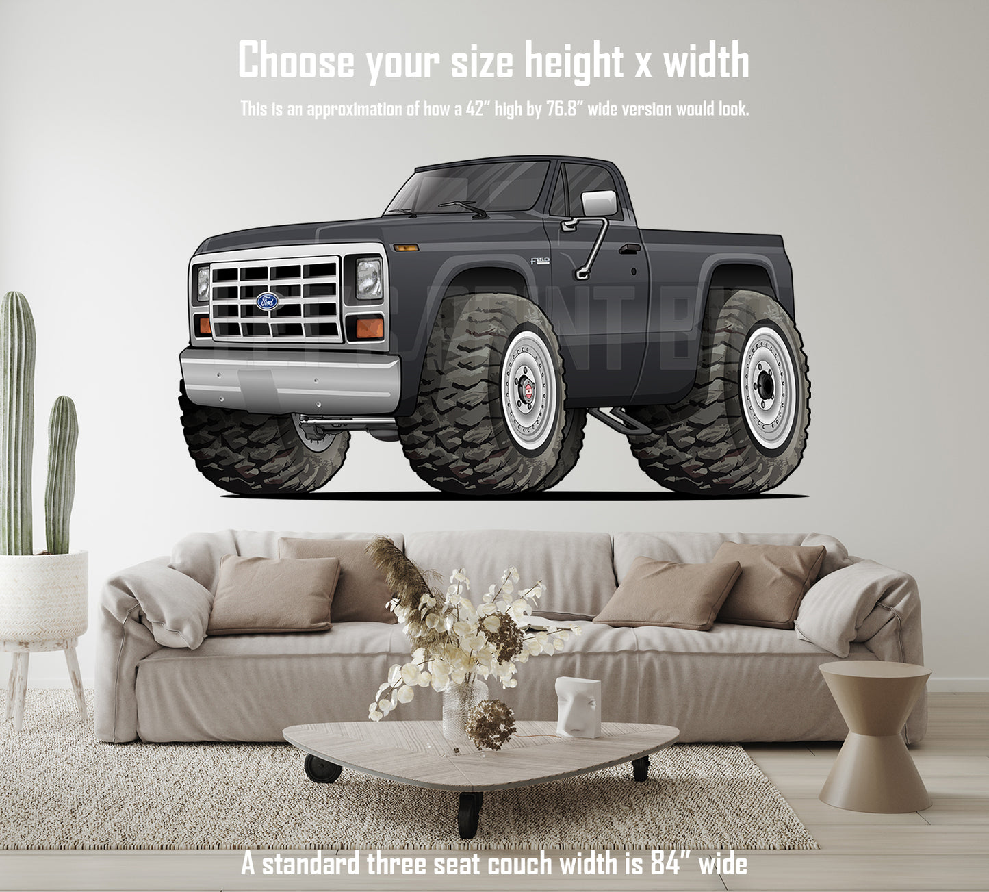 F-150 4x4 Pickup Truck Hot Rod Cartoon Wall Decal