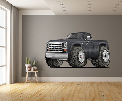 F-150 4x4 Pickup Truck Hot Rod Cartoon Wall Decal