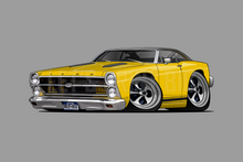 Car Art 1967 Yellow Fairlane Hot Rod Cartoon Wall Decal