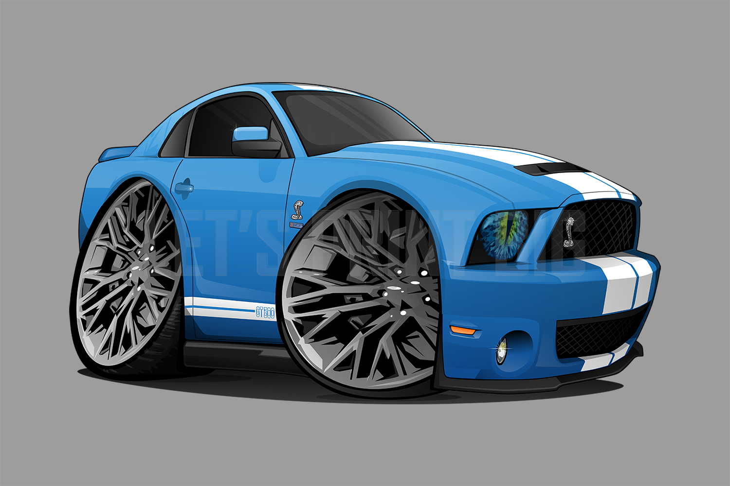 Car Art Shelby Mustang Cartoon Wall Decals